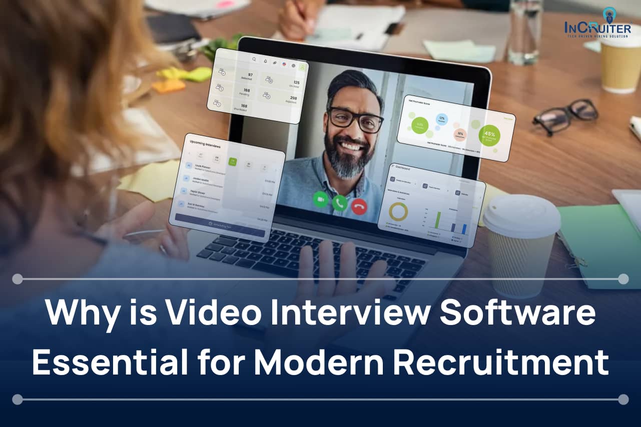 Image showing a video interview on a laptop screen with interactive analytics, emphasizing the importance of video tools in recruitment.